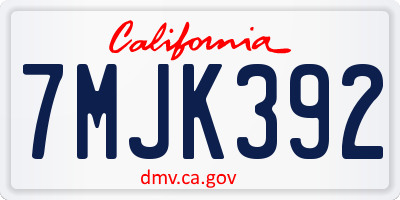 CA license plate 7MJK392