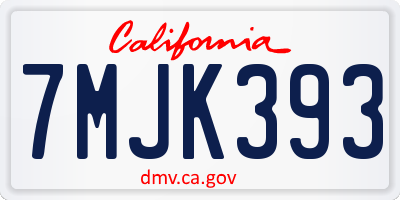 CA license plate 7MJK393