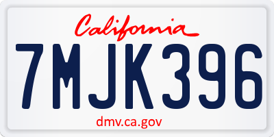 CA license plate 7MJK396