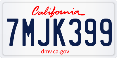 CA license plate 7MJK399
