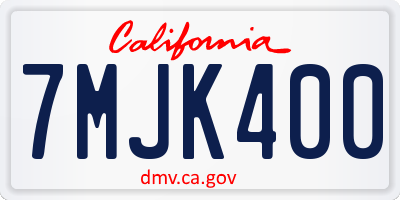 CA license plate 7MJK400