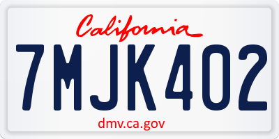 CA license plate 7MJK402