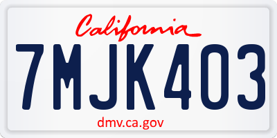 CA license plate 7MJK403
