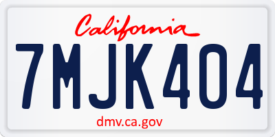 CA license plate 7MJK404