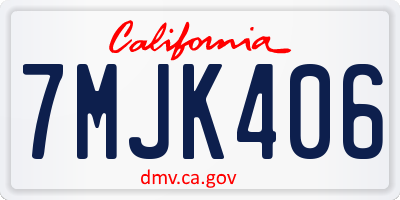 CA license plate 7MJK406
