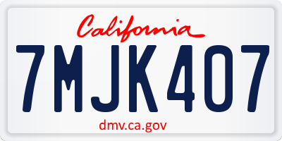 CA license plate 7MJK407