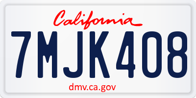 CA license plate 7MJK408