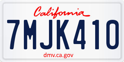 CA license plate 7MJK410