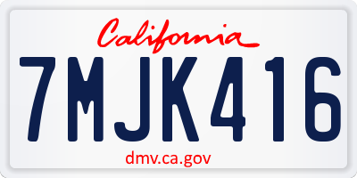 CA license plate 7MJK416