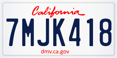 CA license plate 7MJK418