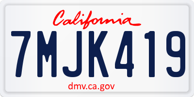 CA license plate 7MJK419