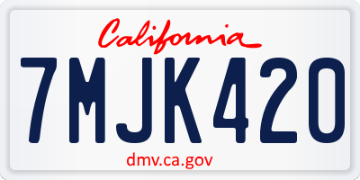 CA license plate 7MJK420