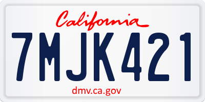 CA license plate 7MJK421