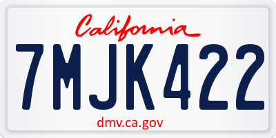 CA license plate 7MJK422