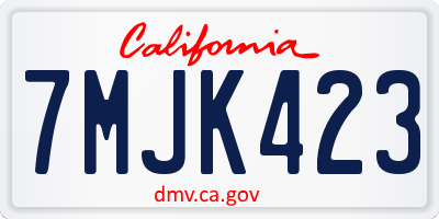 CA license plate 7MJK423