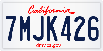 CA license plate 7MJK426