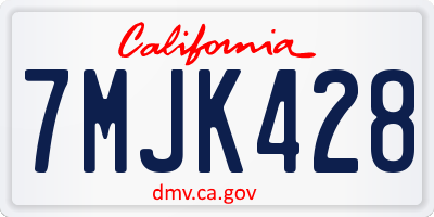 CA license plate 7MJK428