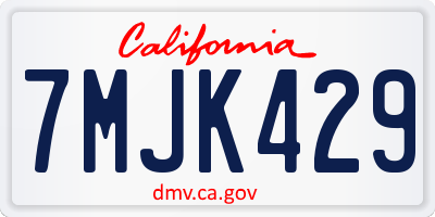 CA license plate 7MJK429