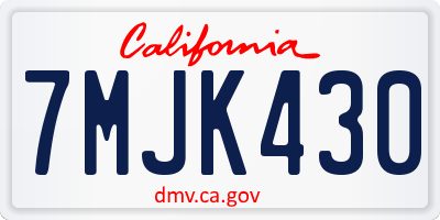 CA license plate 7MJK430