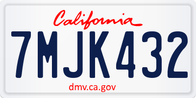 CA license plate 7MJK432