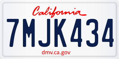 CA license plate 7MJK434