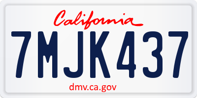 CA license plate 7MJK437
