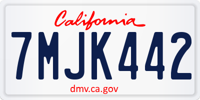 CA license plate 7MJK442