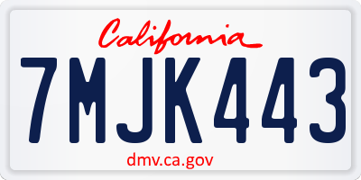 CA license plate 7MJK443