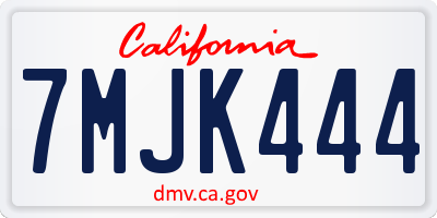 CA license plate 7MJK444