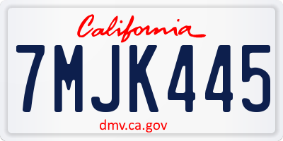 CA license plate 7MJK445