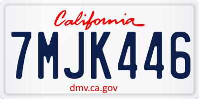 CA license plate 7MJK446