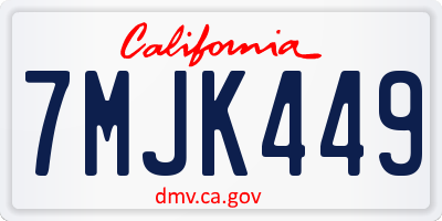 CA license plate 7MJK449