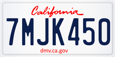 CA license plate 7MJK450