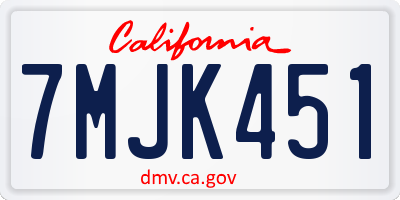 CA license plate 7MJK451