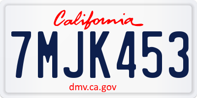 CA license plate 7MJK453