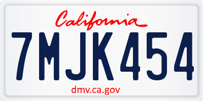 CA license plate 7MJK454