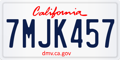 CA license plate 7MJK457