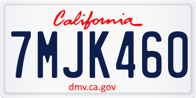 CA license plate 7MJK460
