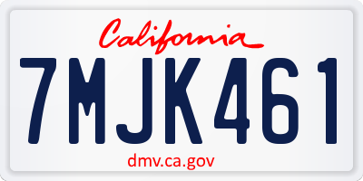 CA license plate 7MJK461