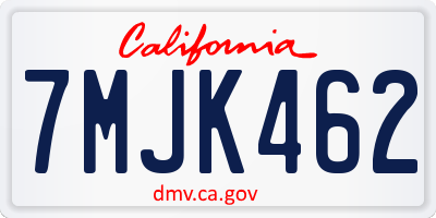 CA license plate 7MJK462