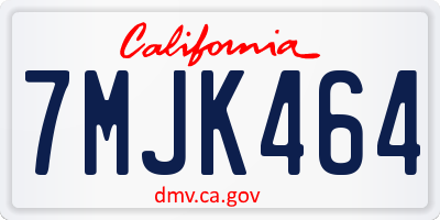 CA license plate 7MJK464