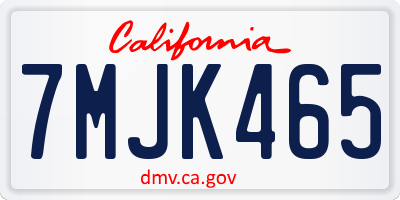 CA license plate 7MJK465