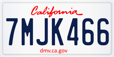 CA license plate 7MJK466