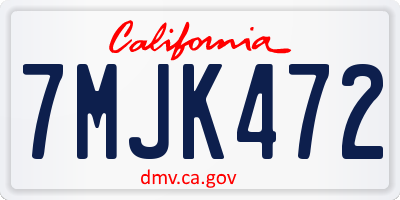 CA license plate 7MJK472