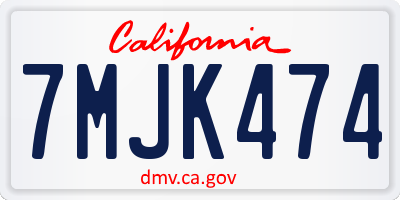 CA license plate 7MJK474