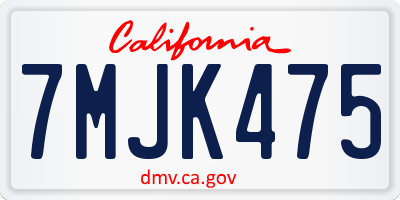 CA license plate 7MJK475