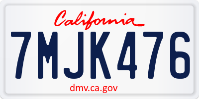 CA license plate 7MJK476