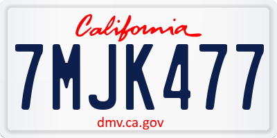CA license plate 7MJK477