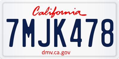 CA license plate 7MJK478