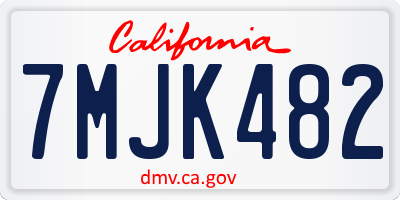 CA license plate 7MJK482